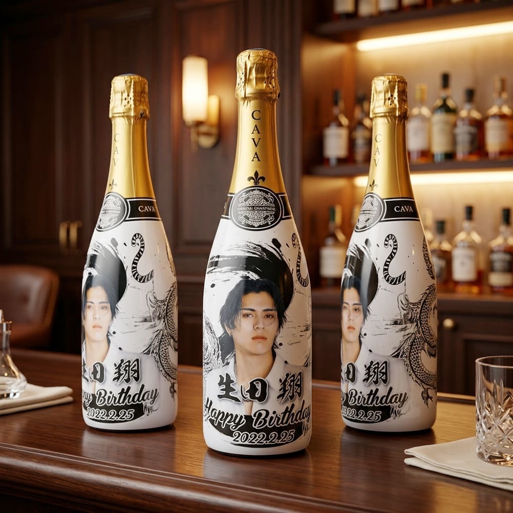 オリシャン　龍と虎がにらみ合う人気の和柄デザインのオリジナルシャンパン
